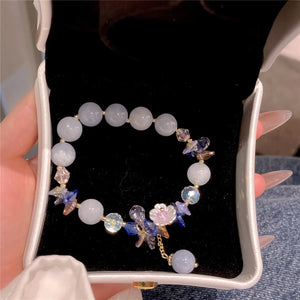 Flower Bracelet Crystal Beaded Hand Chain Vintage Jewelry