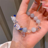 Flower Bracelet Crystal Beaded Hand Chain Vintage Jewelry