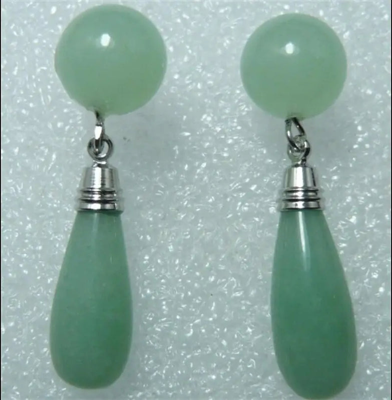 Women's Dongling Jade Round + Long Water Drop Jade Earrings