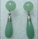 Women's Dongling Jade Round + Long Water Drop Jade Earrings