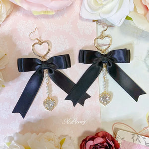 Sweet Girl Earrings Lolita Style Heart Rhinestone Earring