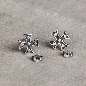 Cross Poker Silver Stud Earrings for Women Girls Teen Jewelry