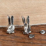 Punk Rabbit Silver Stud Earrings Vintage Women Teen Jewelry