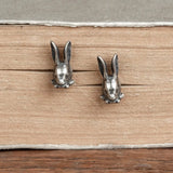 Punk Rabbit Silver Stud Earrings Vintage Women Teen Jewelry