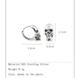 Punk Skull Silver Stud Earrings Women Girls Jewelry