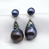 Baroque Pearl Drop Earrings Silver Jewelry For Mom