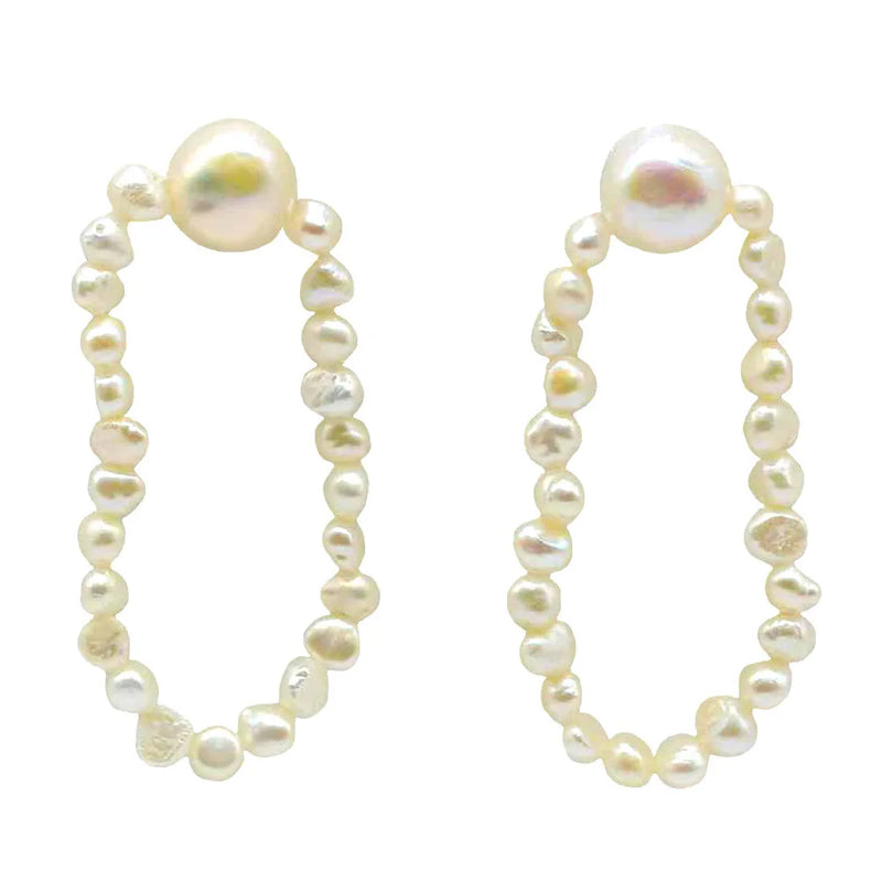Baroque Style Freshwater Pearl Silver Stud Earrings