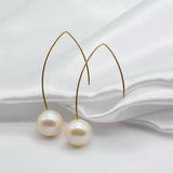Freshwater Pearl Drop Earrings Large Curved Hook Jewelry