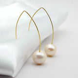 Freshwater Pearl Drop Earrings Large Curved Hook Jewelry