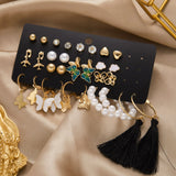 Acrylic Butterfly Tassel Pearl Earrings Set for Women