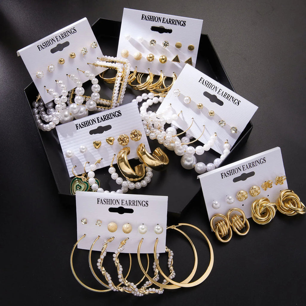 Acrylic Butterfly Tassel Pearl Earrings Set for Women