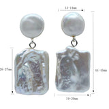 Square Pearl Earrings Vintage Beads Baroque Pendant
