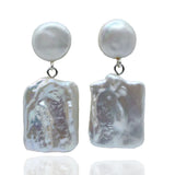 Square Pearl Earrings Vintage Beads Baroque Pendant