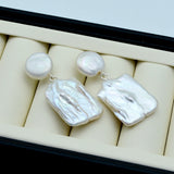Square Pearl Earrings Vintage Beads Baroque Pendant