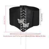 Women's Elastic Waistband Butterfly Chain Wide Corset Belt
