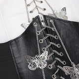 Women's Elastic Waistband Butterfly Chain Wide Corset Belt