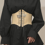 Women's Elastic Waistband Butterfly Chain Wide Corset Belt