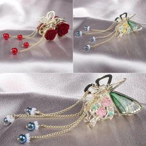 Red Rose Hair Claw Clip Tiara Pearl Pendant Crab Clip