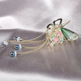 Red Rose Hair Claw Clip Tiara Pearl Pendant Crab Clip
