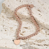 Enamel Heart Bracelet Ball Chain S925 Sterling Silver Rose Jewelry