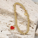 Enamel Heart Bracelet Ball Chain S925 Sterling Silver Rose Jewelry
