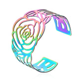 Colorful Bangle Bracelets Wide Hollowed Out Metal Rose