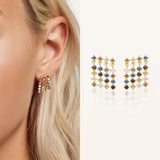 925 Silver Colorful Zircon Tassel Earrings Gift