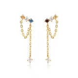 925 Silver Colorful Zircon Tassel Earrings Gift