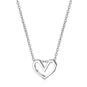 925 Sterling Silver Heart Pendant Necklace Gift Girls Lady