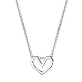 925 Sterling Silver Heart Pendant Necklace Gift Girls Lady