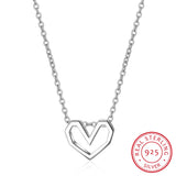 925 Sterling Silver Heart Pendant Necklace Gift Girls Lady