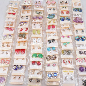 30 Pairs Crystal Stud Earrings European American Mix Style