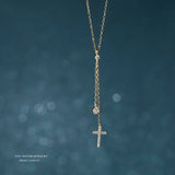 925 Silver CZ Cross Pendant Short Necklace Gift Girls