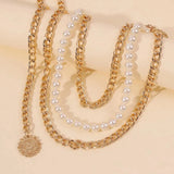 Women's Hip High Waist Metal Chain Tassel Pearl Diamond Waist Chain