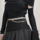 Women's Hip High Waist Metal Chain Tassel Pearl Diamond Waist Chain