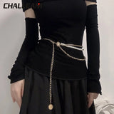 Women's Hip High Waist Metal Chain Tassel Pearl Diamond Waist Chain