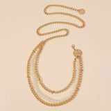 Women's Hip High Waist Metal Chain Tassel Pearl Diamond Waist Chain