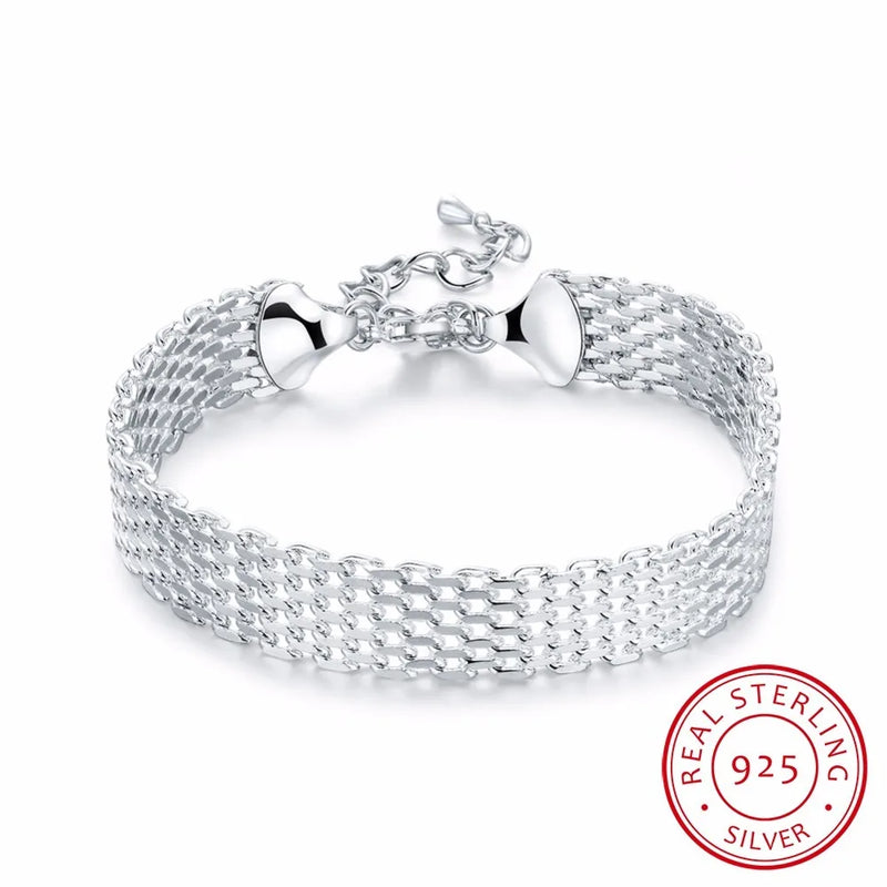 925 Silver Chain Bracelet Watchband Charm Bracelet
