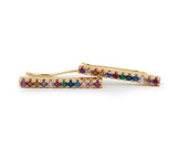 Rainbow Cz Bar 925 Sterling Silver Climber Earring