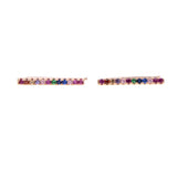 Colorful Rainbow CZ Bar 925 Sterling Silver Climber Earrings