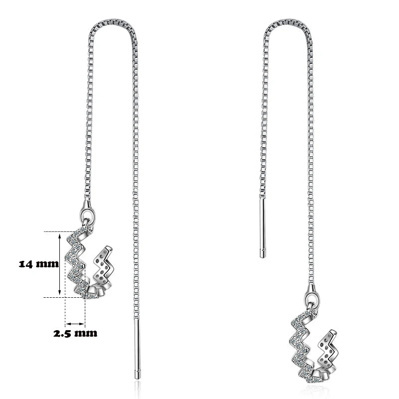 Crystal Paved Cuff Tassel Ear Line Earrings