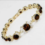 Women's Tiger Eye Stone Bracelet, Micro Inlaid, Round Plated
