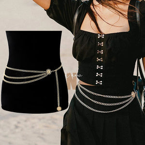 Women's Silver Aluminum Chain Belt Adjustable Body Jewelry