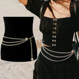 Women's Silver Aluminum Chain Belt Adjustable Body Jewelry