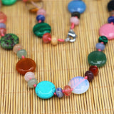 Boho Natural Stone Lariat Beaded Necklace