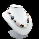 Boho Lariat Beaded Necklace Natural Stones Flat Round 16*16*5mm