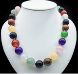 Boho Lariat Beaded Necklace Natural Stones Flat Round 16*16*5mm