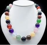 Boho Lariat Beaded Necklace Natural Stones Flat Round 16*16*5mm