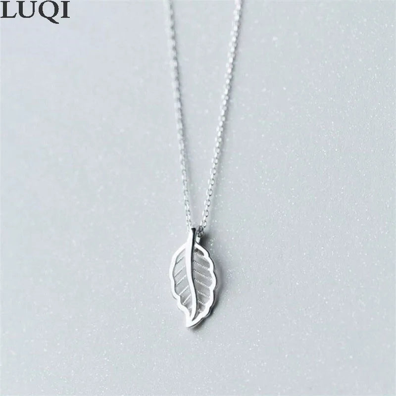 Leaf Pendant Necklace S925 Silver Plated
