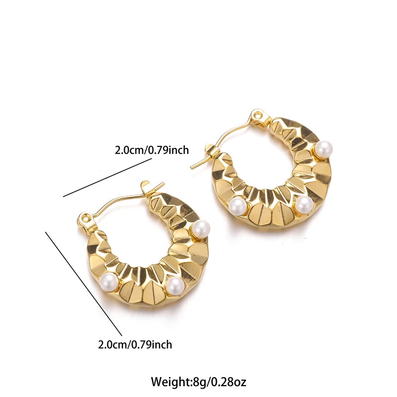 Women's Pearl C-shaped Earrings Gold-plated Jewelry